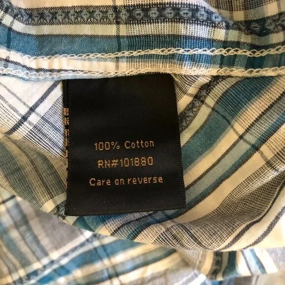 Helix Western Shirt Plaid Blue Gray Size M - Picture 7 of 7
